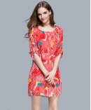 printed silk crepe de chine dress