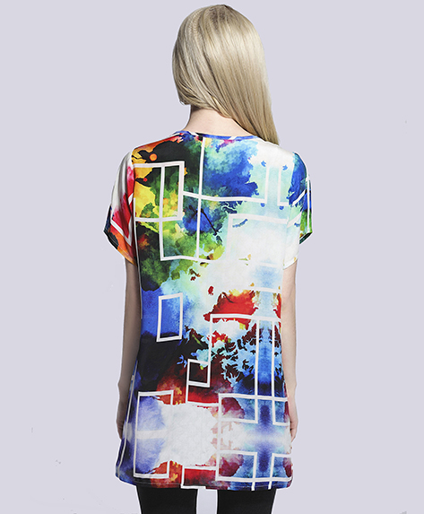 Tops - silk crepe de chine  printed t shirt
