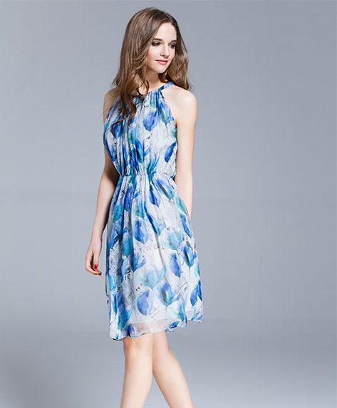 Dress - Crepe silk crinkle Floral printed  dress