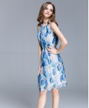 Crepe silk crinkle Floral printed  dress