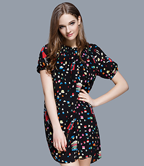 Dress - Printed silk crepe de chine dress