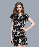 Printed silk crepe de chine dress