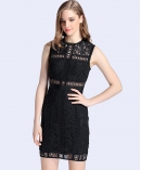 Black guipure lace dress