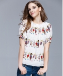 Silk crepe de chine printed top