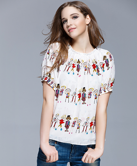 Tops - Silk crepe de chine printed top