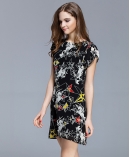 Printed silk crepe de chine dress