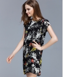 Printed silk crepe de chine dress