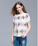 Silk crepe de chine printed top