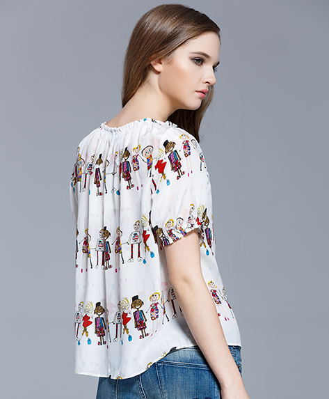 Tops - Silk crepe de chine printed top