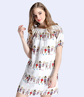 Dress - Printed silk crepe de chine  dress