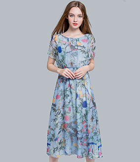 Dress - Floral printed silk chiffon maxi dress