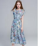 Floral printed silk chiffon maxi dress