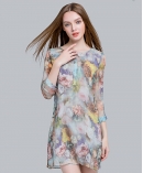 Floral printed Silk crepe crinkle dress