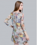 Floral printed Silk crepe crinkle dress