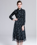 Printed silk chiffon long dress