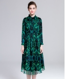 Printed silk chiffon long dress