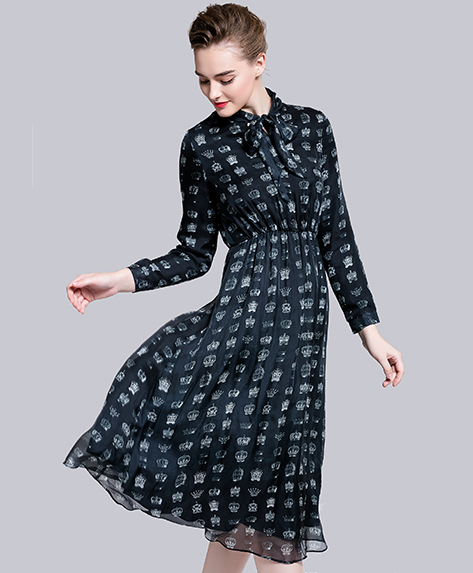 Dress - Printed silk chiffon long dress