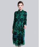 Printed silk chiffon long dress