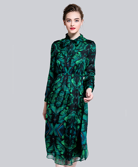 Dress - Printed silk chiffon long dress