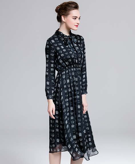 Dress - Printed silk chiffon long dress