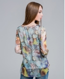 Floral printed silk crinkle top