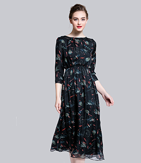 Dress - Printed silk chiffon long dress