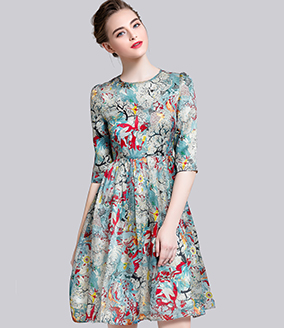 Dress - Printed silk organza midi dress