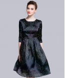 Dot printed silk organza midi dress