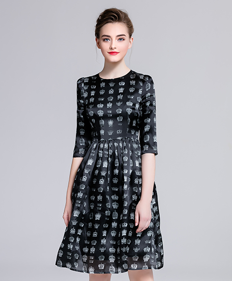 Dress -  Printed silk organza midi dress