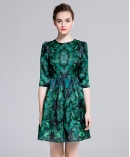 Printed silk organza midi dress