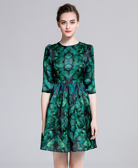 Dress - Printed silk organza midi dress