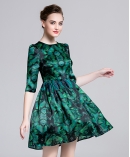 Printed silk organza midi dress