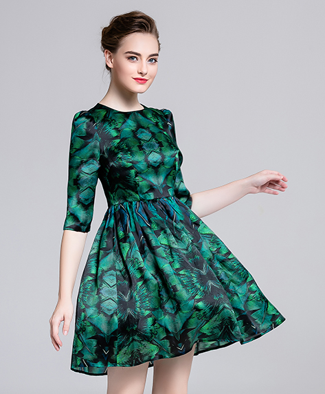 Dress - Printed silk organza midi dress