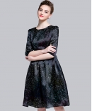 Dot printed silk organza midi dress