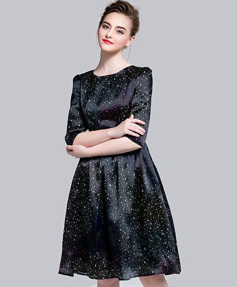 Dress - Dot printed silk organza midi dress