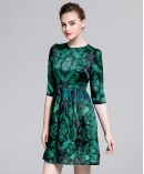 Printed silk organza midi dress