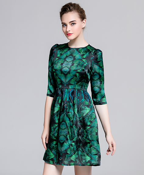 Dress - Printed silk organza midi dress