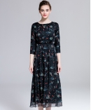 Printed silk chiffon long dress