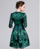 Printed silk organza midi dress