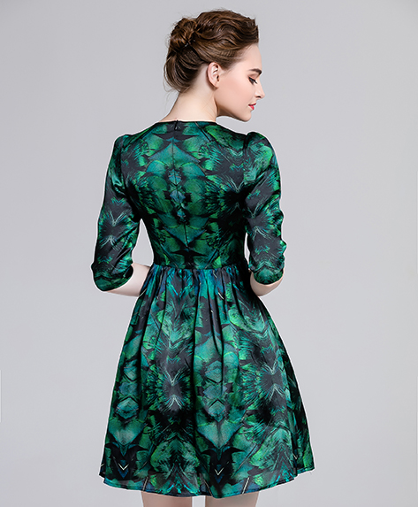 Dress - Printed silk organza midi dress