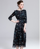 Printed silk chiffon long dress