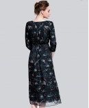 Printed silk chiffon long dress