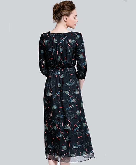 Dress - Printed silk chiffon long dress