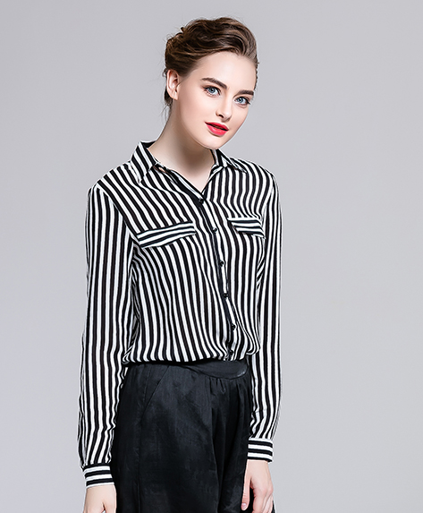 Tops - Stripe Silk crepe de chine shirt