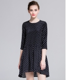 Dot printed silk organza midi dress