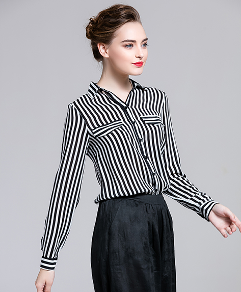 Tops - Stripe Silk crepe de chine shirt