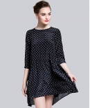 Dot printed silk organza midi dress