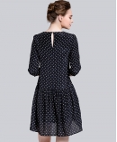 Dot printed silk organza midi dress