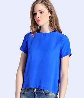 Tops - Blue simple silk crepe de chine top