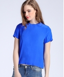 Blue simple silk crepe de chine top